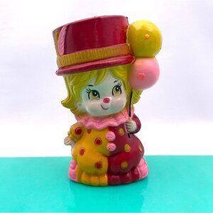 Vintage 70s clown, plastic nursery planter, Polyceramic Rubens 1974